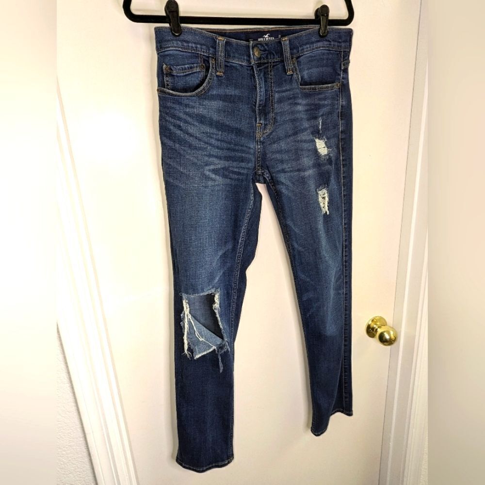 Hollister Men's Skinny Fit Distressed Stretched Jeans 31/32